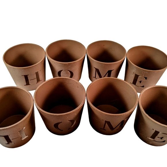Country Home Décor Votive Tea Light Lettered Candle Holders | Set of 8 | - Picture 1 of 6